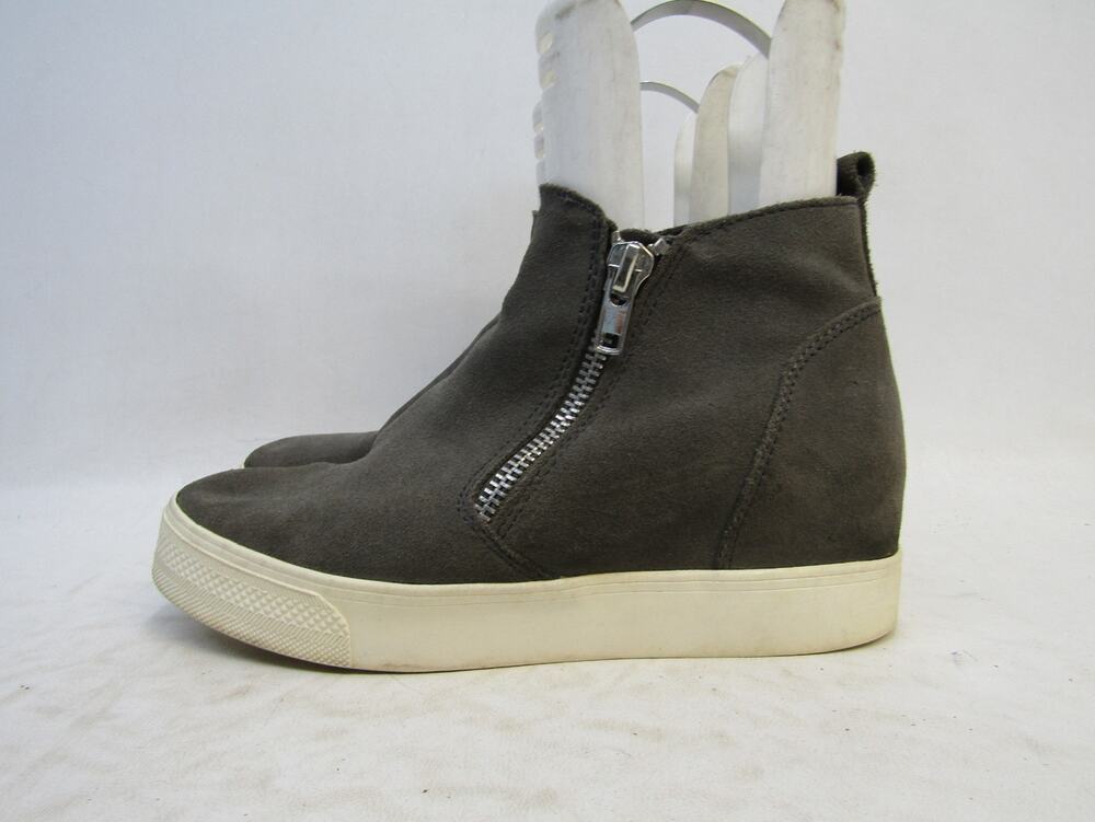Steve Madden Womens Sz 10 M Gray Suede Zip Hidden Wedge Ankle Fashion Boots